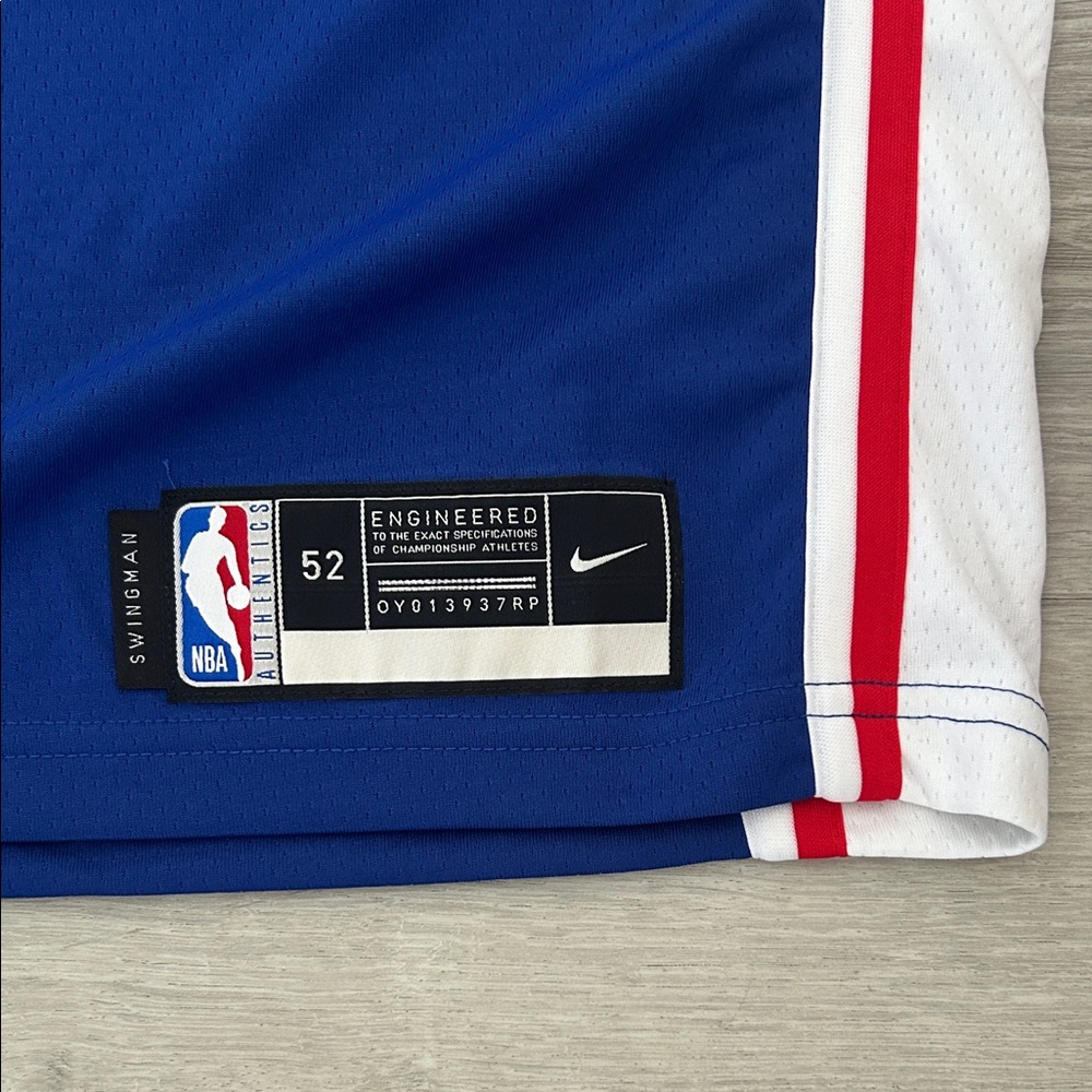 Joel Embiid Nike PHILA #21 Royal Blue Basketball Jersey with White and Red Trim - Picture 3 of 7